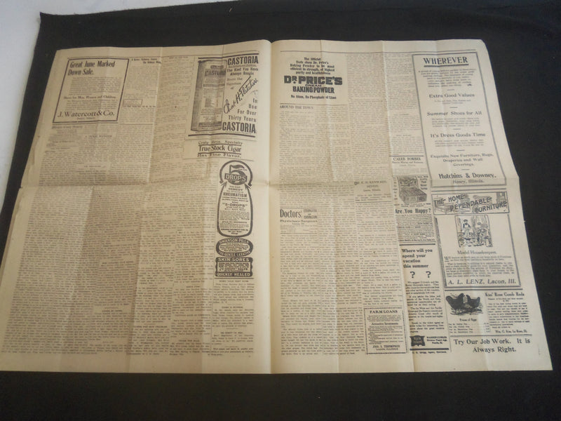 1913 JUNE 5 MARSHALL COUNTY DEMOCRAT NEWSPAPER - NP 5758