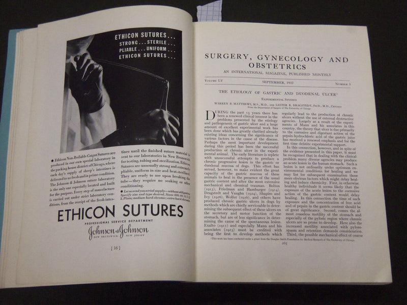 1932 SEPTEMBER SURGERY, GYNECOLOGY AND OBSTETRICS SOFTCOVER BOOK - J 5244