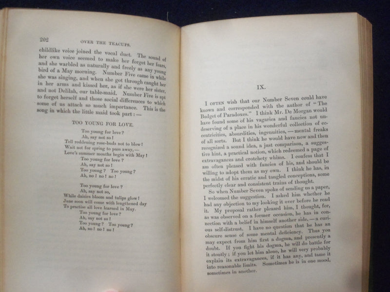 1891 OVER THE TEACUPS HARDCOVER BOOK BY OLIVER WENDELL HOLMES - KD 8653