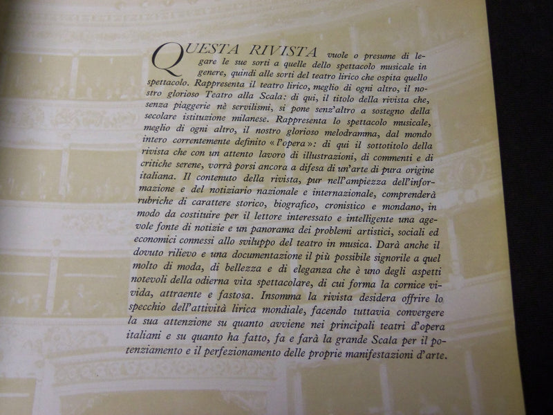 1949 NOVEMBER 15 LA SCALA RIVISTA DELL'OPERA #1 MAGAZINE - SIGNED - J 3795