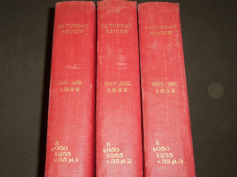 1952 SATURDAY REVIEW MAGAZINE BOUND VOLUME LOT OF 3 - COMPLETE YR - ADS - R 154