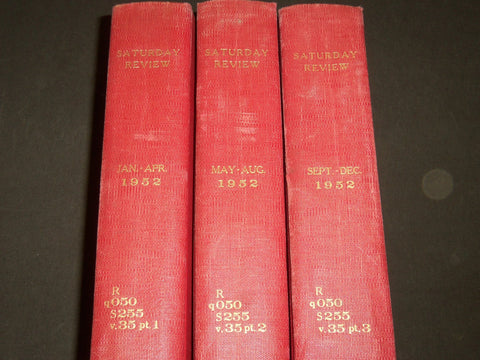 1952 SATURDAY REVIEW MAGAZINE BOUND VOLUME LOT OF 3 - COMPLETE YR - ADS - R 154