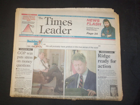 1994 NOVEMBER 10 WILKES-BARRE TIMES LEADER - BOB DOLE - BILL CLINTON - NP 7567