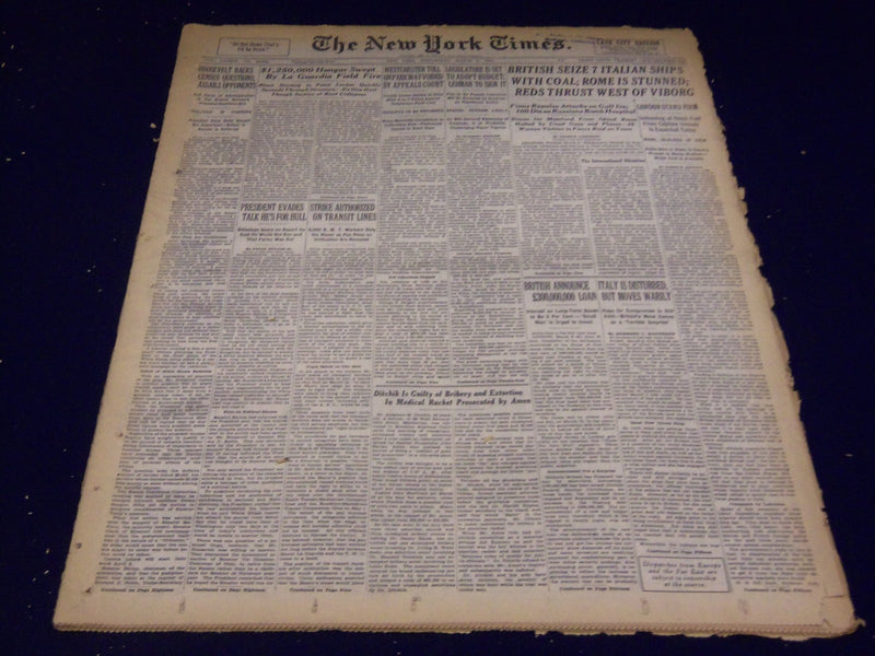 1940 MARCH 6 NEW YORK TIMES - BRITISH SEIZE 7 ITALIAN SHIPS - NT 2527