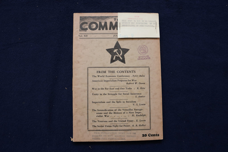 1933 JULY THE COMMUNIST MONTHLY PERIODICAL - K 489