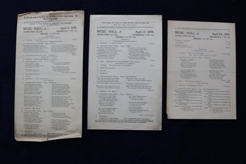 1897-1898 BOSTON MUSIC HALL PROGRAMS - LOT OF 19 - R. MARRINER FLOYD - K 1634