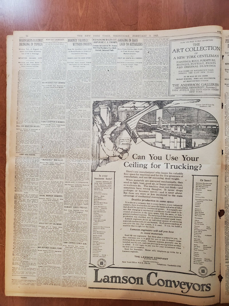 1921 FEBRUARY 9 NEW YORK TIMES - GEDDES COMING TO PRESS DISARMAMENT - NT 8118