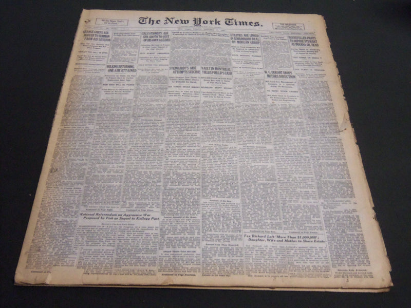 1929 JAN 11 NEW YORK TIMES - ROCKEFELLER FIGHTS TO DEPOSE STEWART - NT 6894