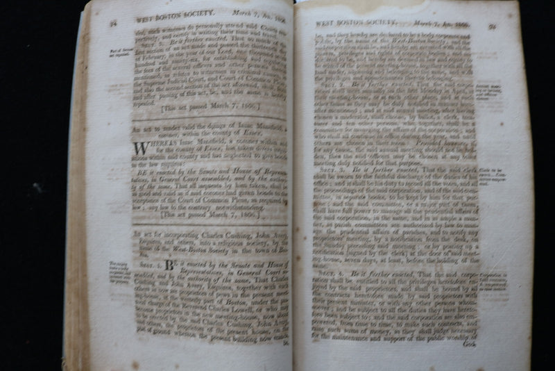 1806 LAWS OF THE COMMONWEALTH OF MASSACHUSETTS - SOFTCOVER BOUND - K 2885