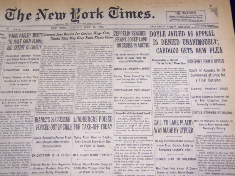 1931 JULY 28 NEW YORK TIMES - DOYLE JAILED AS APPEAL IS DENIED - NT 2166