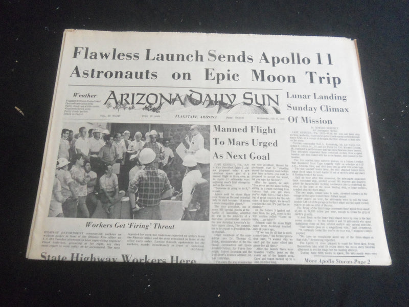 1969 JULY 16 ARIZONA DAILY SUN NEWSPAPER - ASTRONAUTS ON EPIC MOON TRIP- NP 5862