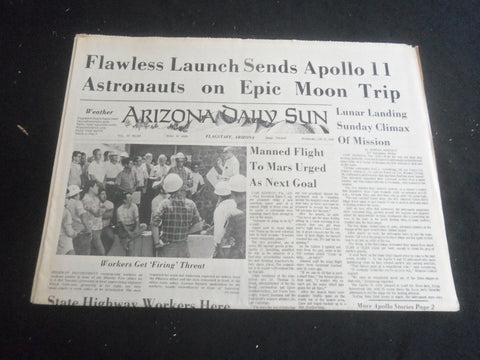 1969 JULY 16 ARIZONA DAILY SUN NEWSPAPER - ASTRONAUTS ON EPIC MOON TRIP- NP 5862