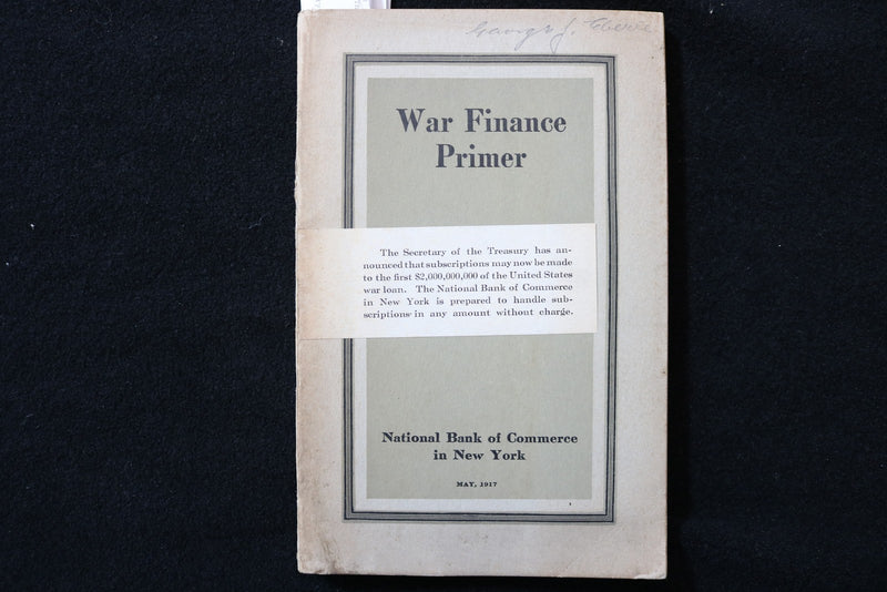 1917 MAY WAR FINANCE PRIMER SOFTCOVER BOOK - K 3001
