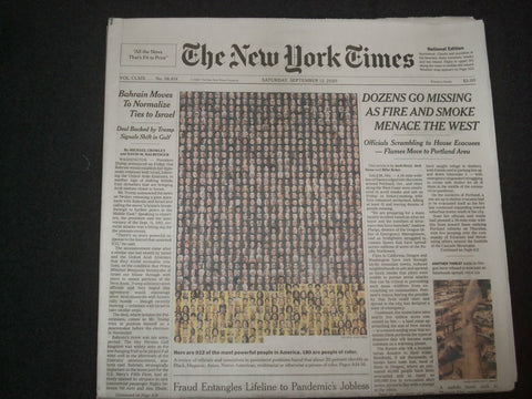 2020 SEP 12 NEW YORK TIMES - DOZENS GO MISSING AS FIRE AND SMOKE MENACE THE WEST