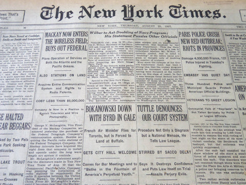 1927 AUGUST 25 NEW YORK TIMES - BOKANOWSKI DOWN WITH BYRD IN GALE - NT 6365