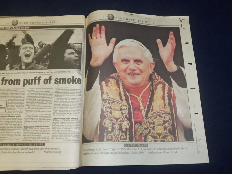 2005 APRIL 20 NEW YORK DAILY NEWS NEWSPAPER-CHURCH ELECTS POPE BENEDICT- NP 4197