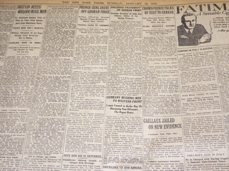 1918 JANUARY 15 NEW YORK TIMES - FOOD AND FUEL FOR NEW YORK FIRST - NT 7924