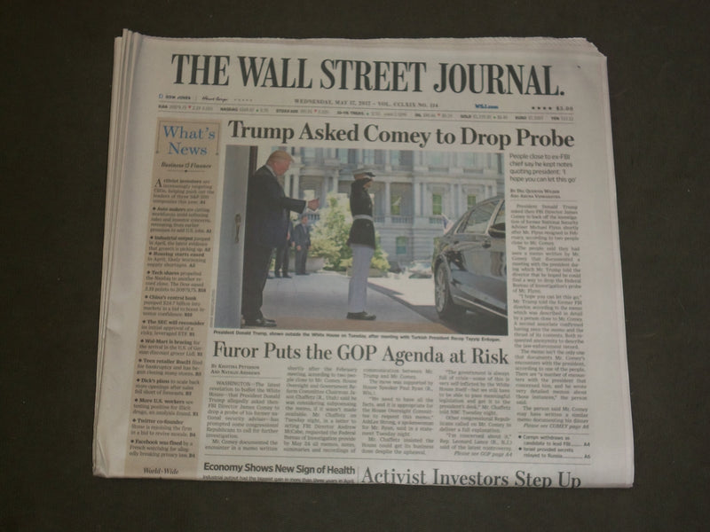 2017 MAY 17 WALL STREET JOURNAL NEWSPAPER - TRUMP ASKED COMEY TO DROP PROBE