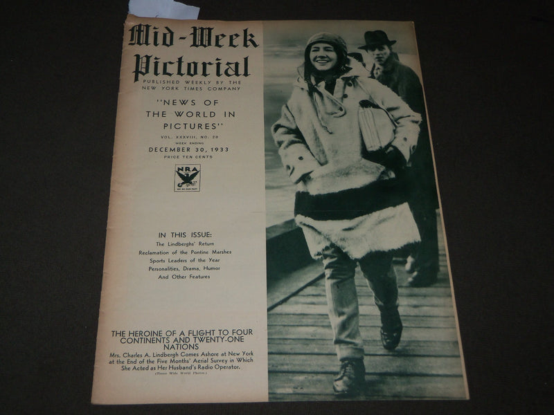 1933 DEC 30 MID-WEEK PICTORIAL MAGAZINE SECTION - MRS. CHARLES LINDBERGH- J 3213