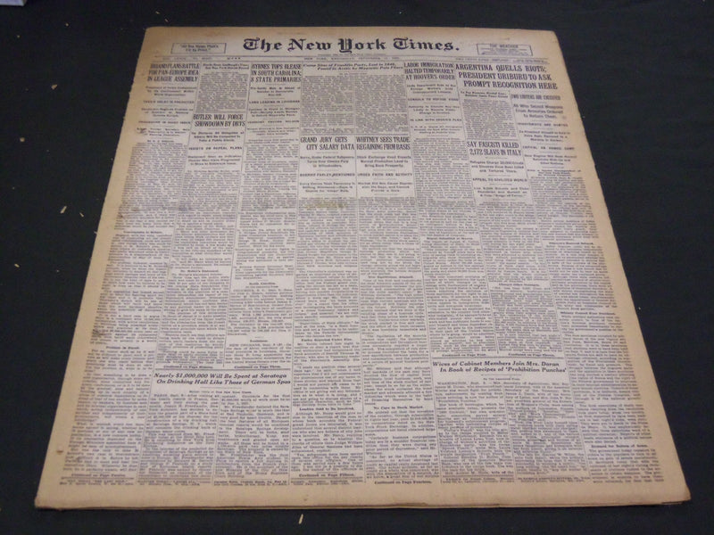 1930 SEPTEMBER 10 NEW YORK TIMES - BYRNES TOPS BLEASE IN SOUTH CAROLINA- NT 4194