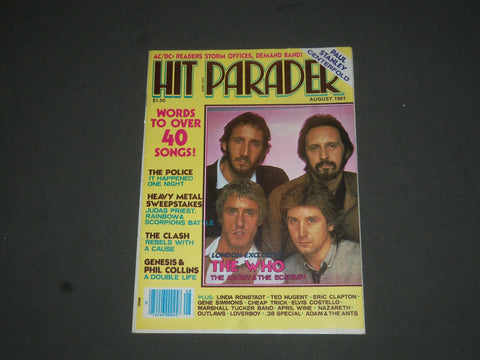 1981 AUGUST HIT PARADER MAGAZINE - THE WHO COVER - SP 7784