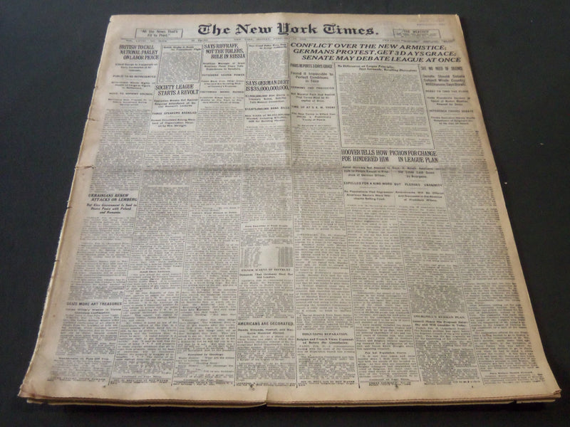 1919 FEBRUARY 17 NEW YORK TIMES - CONFLICT OVER THE NEW ARMISTICE - NT 6411