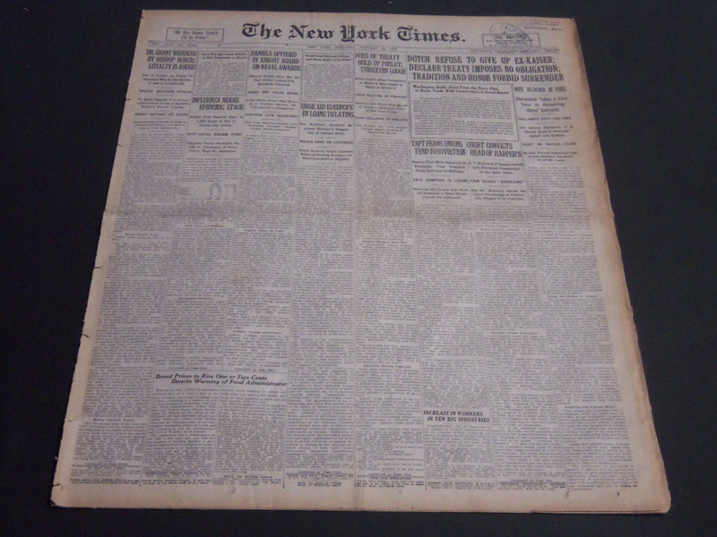 1920 JANUARY 24 NEW YORK TIMES - DUTCH REFUSE TO GIVE UP EX-KAISER - NT 6747