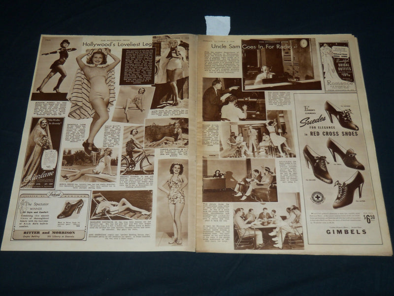 1938 OCT 2 PITTSBURGH PRESS SUNDAY ROTO SECTION - OLIVIA DEHAVILLAND - NP 4494