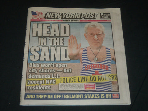 2020 MAY 20 NEW YORK POST NEWSPAPER - HEAD IN THE SAND - MAYOR DE BLASIO