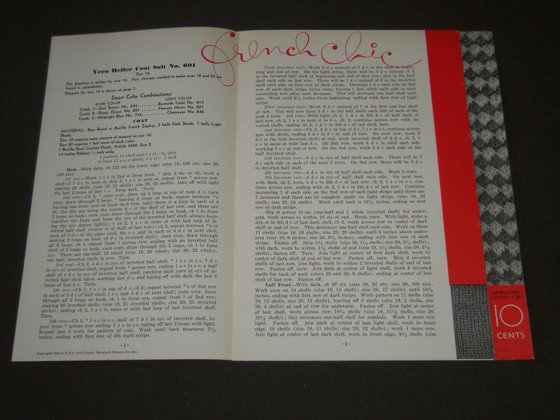1934 COUTURIER FASHION LEAFLETS MAGAZINE LOT OF 3 - #A689, A691, C697- ST 5144