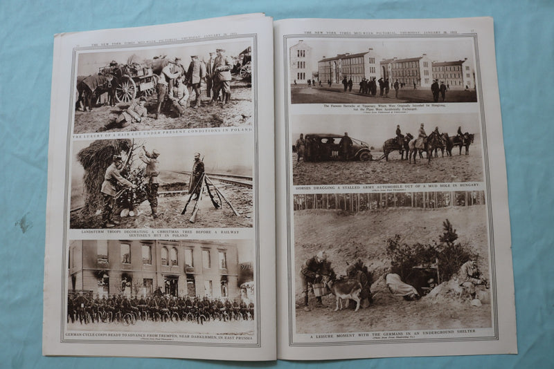 1915 JAN 28 NEW YORK TIMES MID-WEEK PICTORIAL WAR EXTRA- TELEPHONE POLE -NP 9125