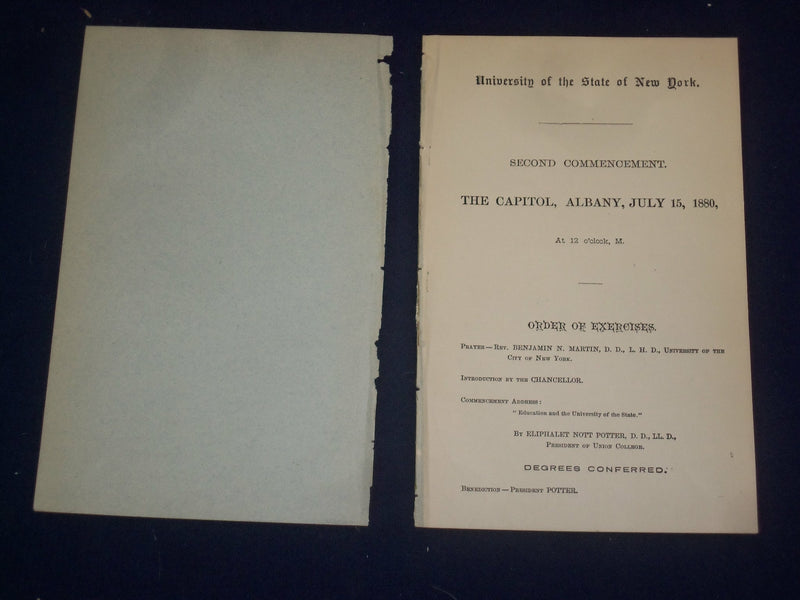 1880 ELIPHALET NOTT POTTER ADDRESS - UNIVERSITY OF THE STATE OF NEW YORK- J 4699