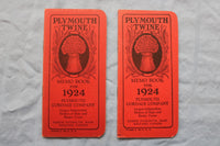 1924 PLYMOUTH TWINE MEMO BOOK - LOT OF 2 - SOFTCOVER - K 2956