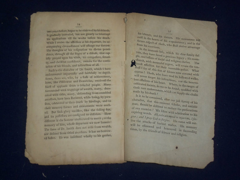 1809 EULOGIUM OF REV. JOHN SMITH - DARTMOUTH COLLEGE - J 4702