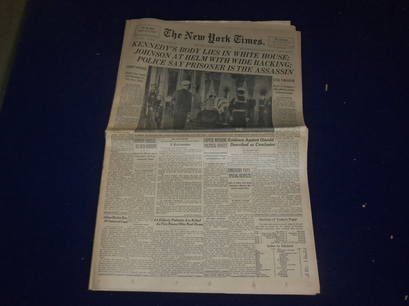 1963 NOVEMBER 24 THE NEW YORK TIMES - KENNEDY BODY LIES IN WHITE HOUSE - NP 2997