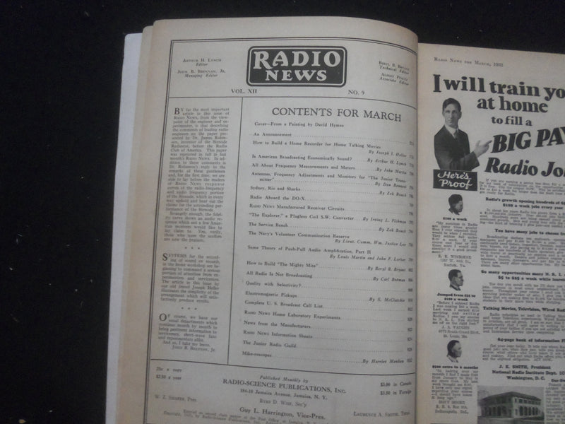 1931 MARCH RADIO NEWS MAGAZINE - HOW TO BUILD THE MIGHTY MITE - B 433G