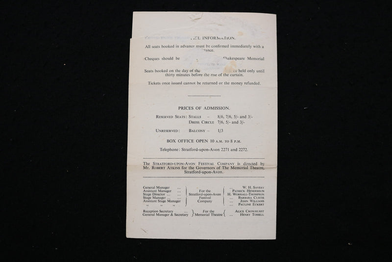 1944 SHAKESPEARE FESTIVAL PROGRAMS - LOT OF 3 & 2 TICKET STUBS - K 2822