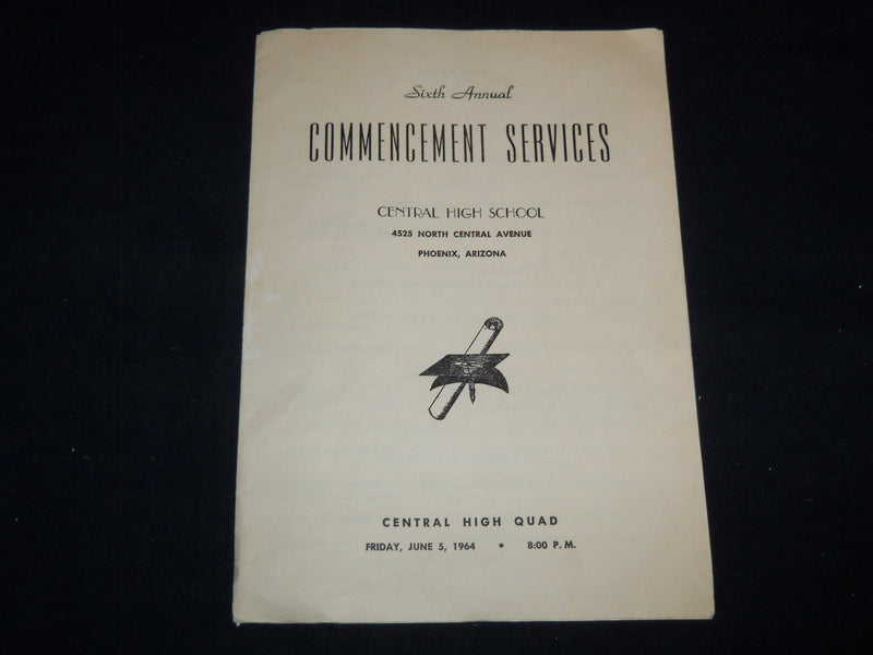 1964 CENTRAL HIGH SCHOOL COMMENCEMENT 6TH ANNUAL PROGRAM - J 9049