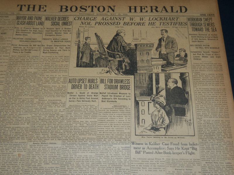 1910 MAY 25 THE BOSTON HERALD - CHARGE AGAINST LOCKHART NOL PROSSED - BH 336