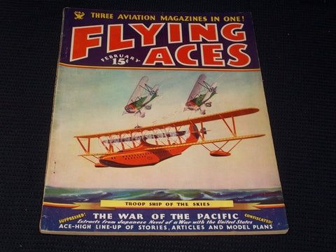 1935 FEBRUARY FLYING ACES MAGAZINE ILLUSTRATED FRONT COVER - E 160