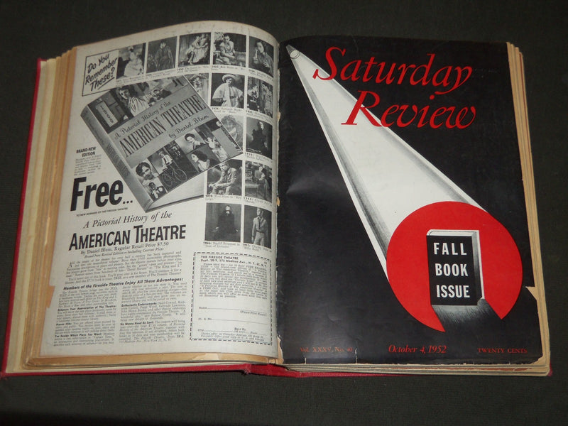 1952 SATURDAY REVIEW MAGAZINE BOUND VOLUME LOT OF 3 - COMPLETE YR - ADS - R 154