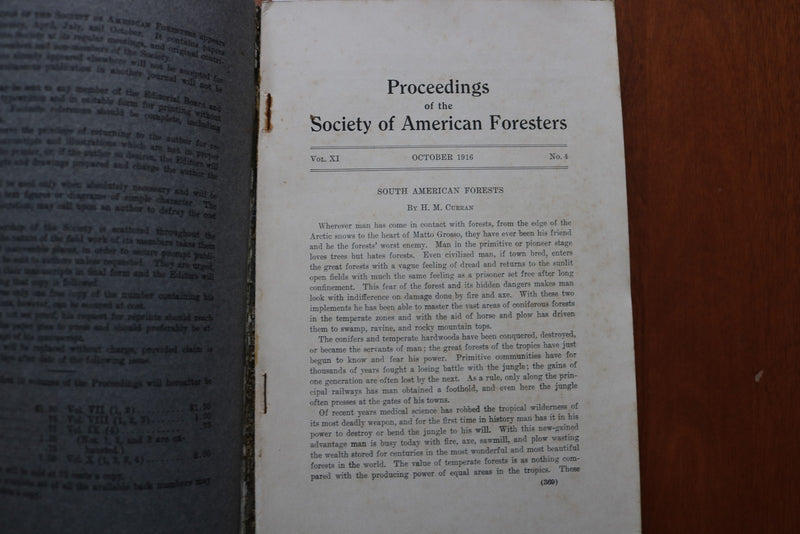 1916 OCTOBER SOCIETY OF AMERICAN FORESTERS PROCEEDINGS - SOFTCOVER BOOK - K 3247