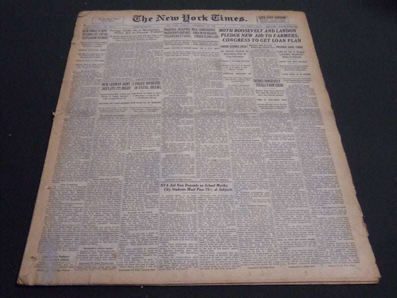 1936 SEPT 22 NEW YORK TIMES - ROOSEVELT AND LANDON PLEDGE AID TO FARM - NT 6886