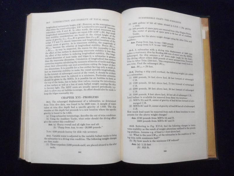 1956 FUNDAMENTALS/CONSTRUCTION/STABILITY OF NAVAL SHIPS HARDCOVER BOOK - KD 8600