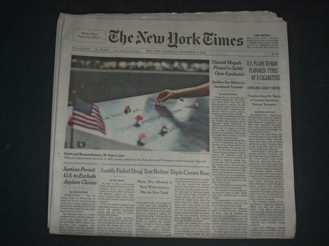 2019 SEPTEMBER 12 NEW YORK TIMES - U.S. PLANS TO BAN FLAVORED TYPES