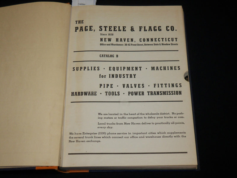 1943 THE PAGE STEELE AND FLAGG CO. CATALOGUE - NEW HAVEN CONNECTICUT - KD 6301