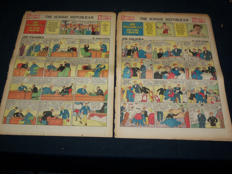 1938 THE SUNDAY REPUBLICAN COLOR COMIC FRONT PAGES LOT OF 6 - NTL 82E