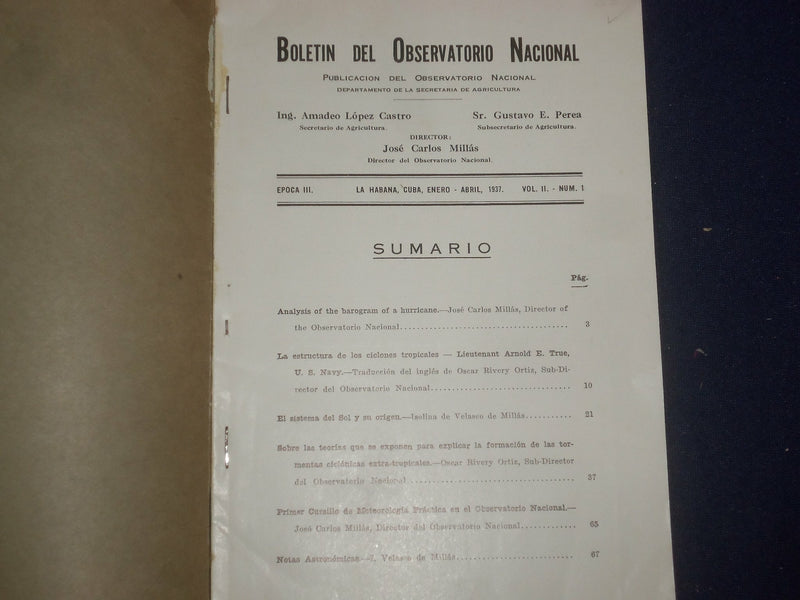 1936-1937 BOLETIN DEL OBSERVATORIO NACIONAL - LOT OF 3 - SPANISH TEXT - J 6006