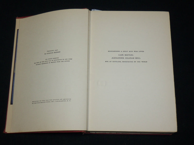 1936 A WAY TO CAPE BRETON HARDCOVER BOOK BY INSCRIBED BY GORDON BRINLEY- KD 6506
