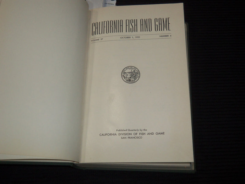 1951 CALIFORNIA FISH AND GAME MAGAZINE BOUND VOLUME - KD 5730